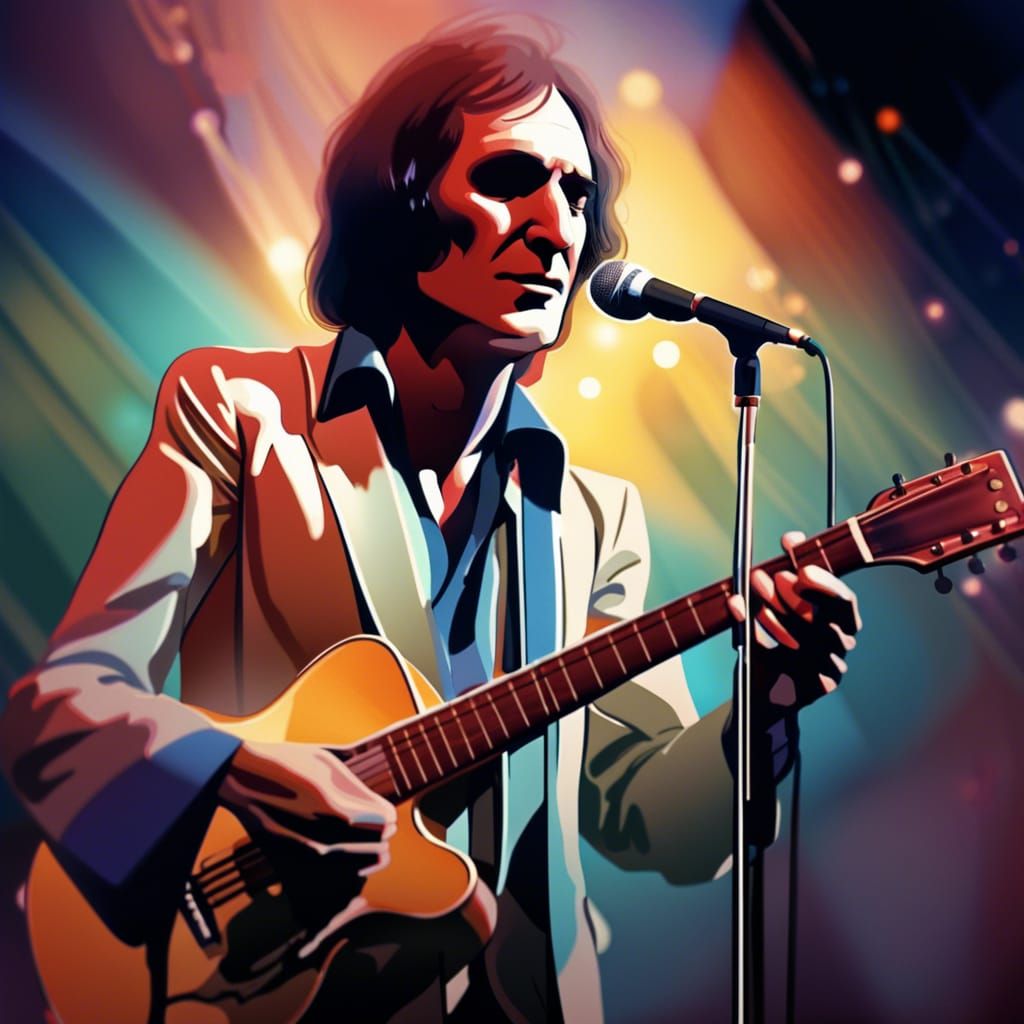 Ray Davies on Stage: 70s-Style Art Nouveau Portrait
