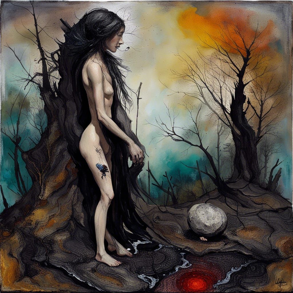 Intense Mixed Media Portrait with Fisheye Lens