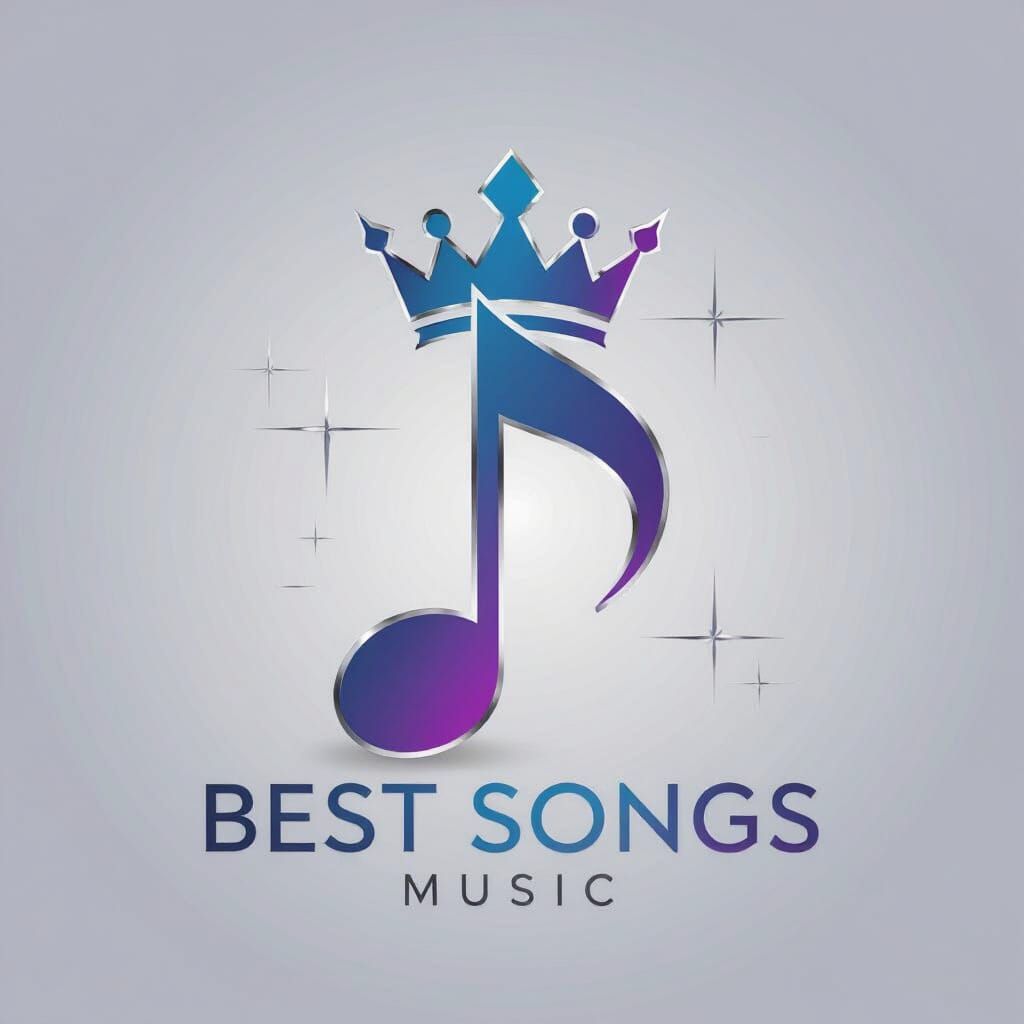 Sleek Music Logo with Crown in Blue & Purple Gradients