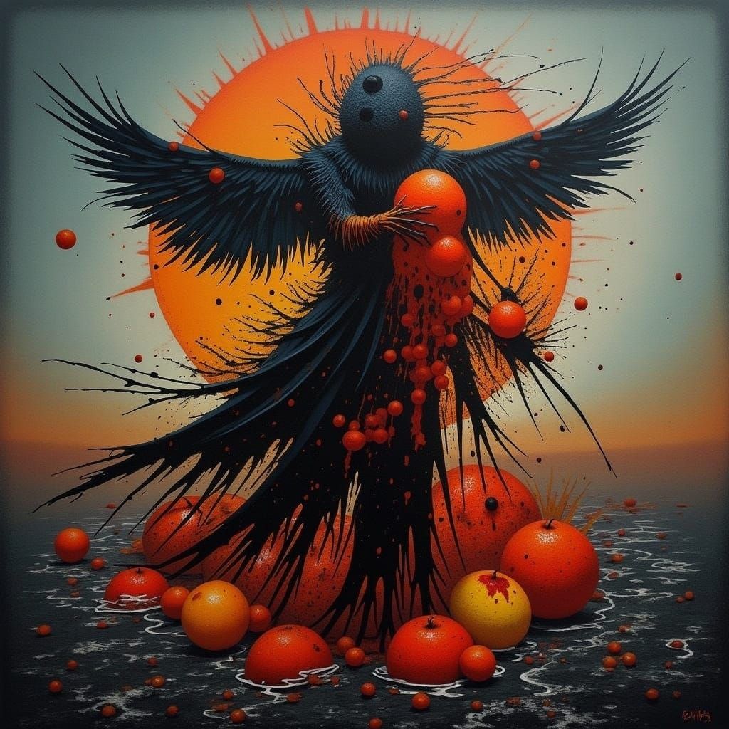 Cyberpunk Cityscape in Deep Orange Hue