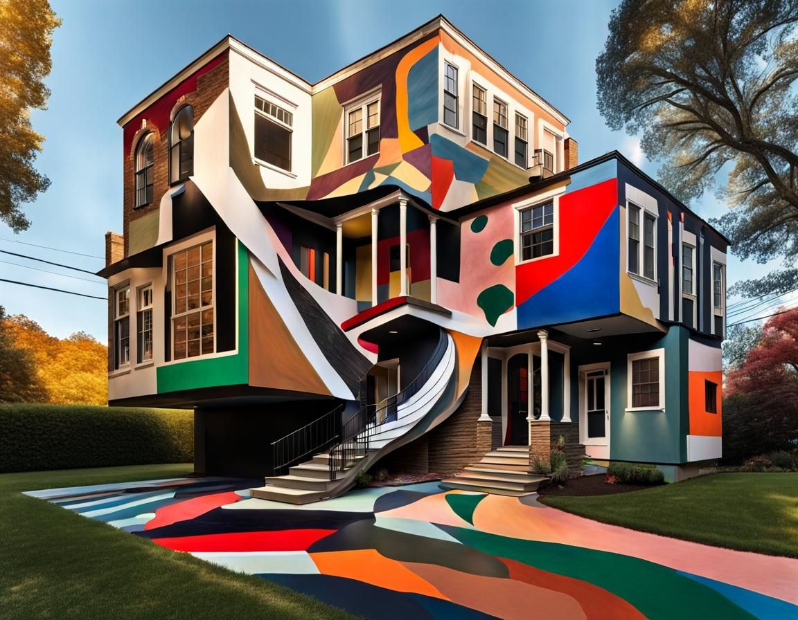 Surreal House Collage in Faith Ringgold Style