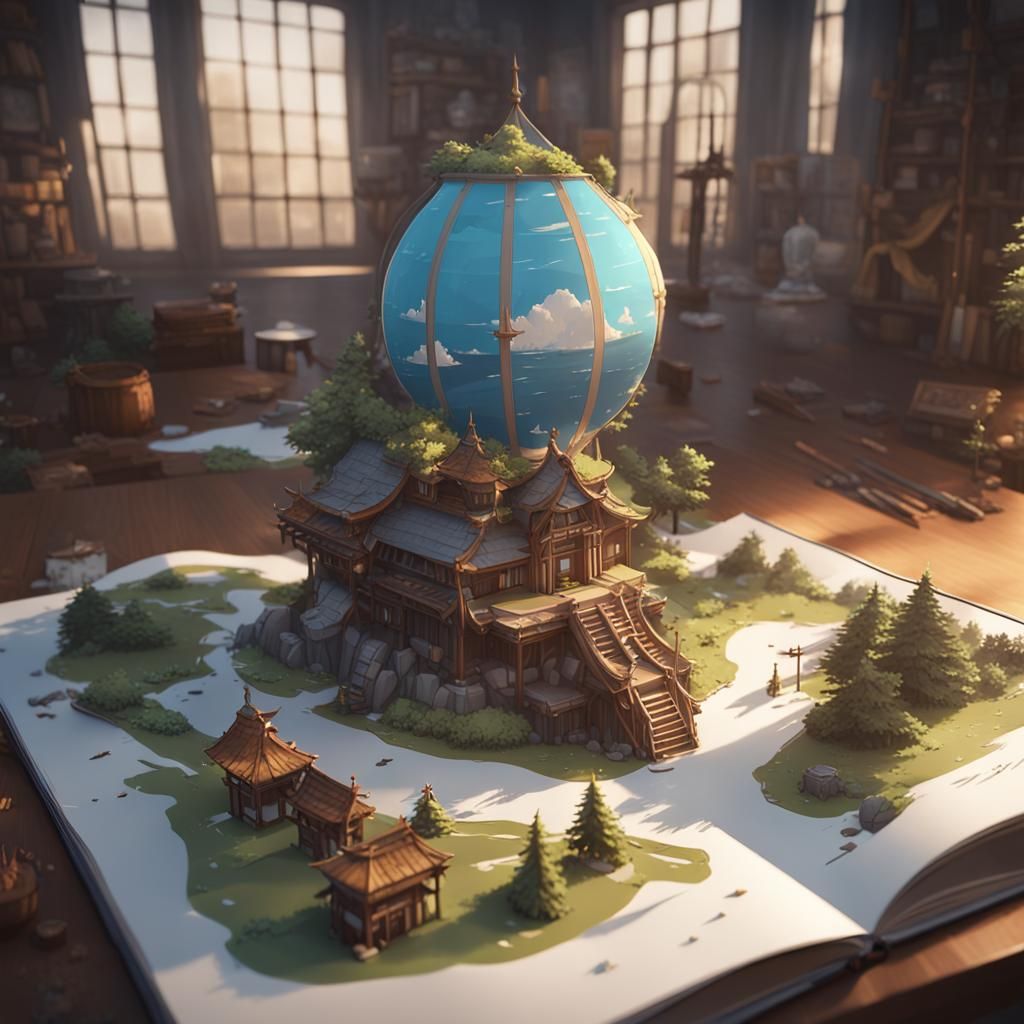 Detailed 3D Anime Pop-Up Book Art