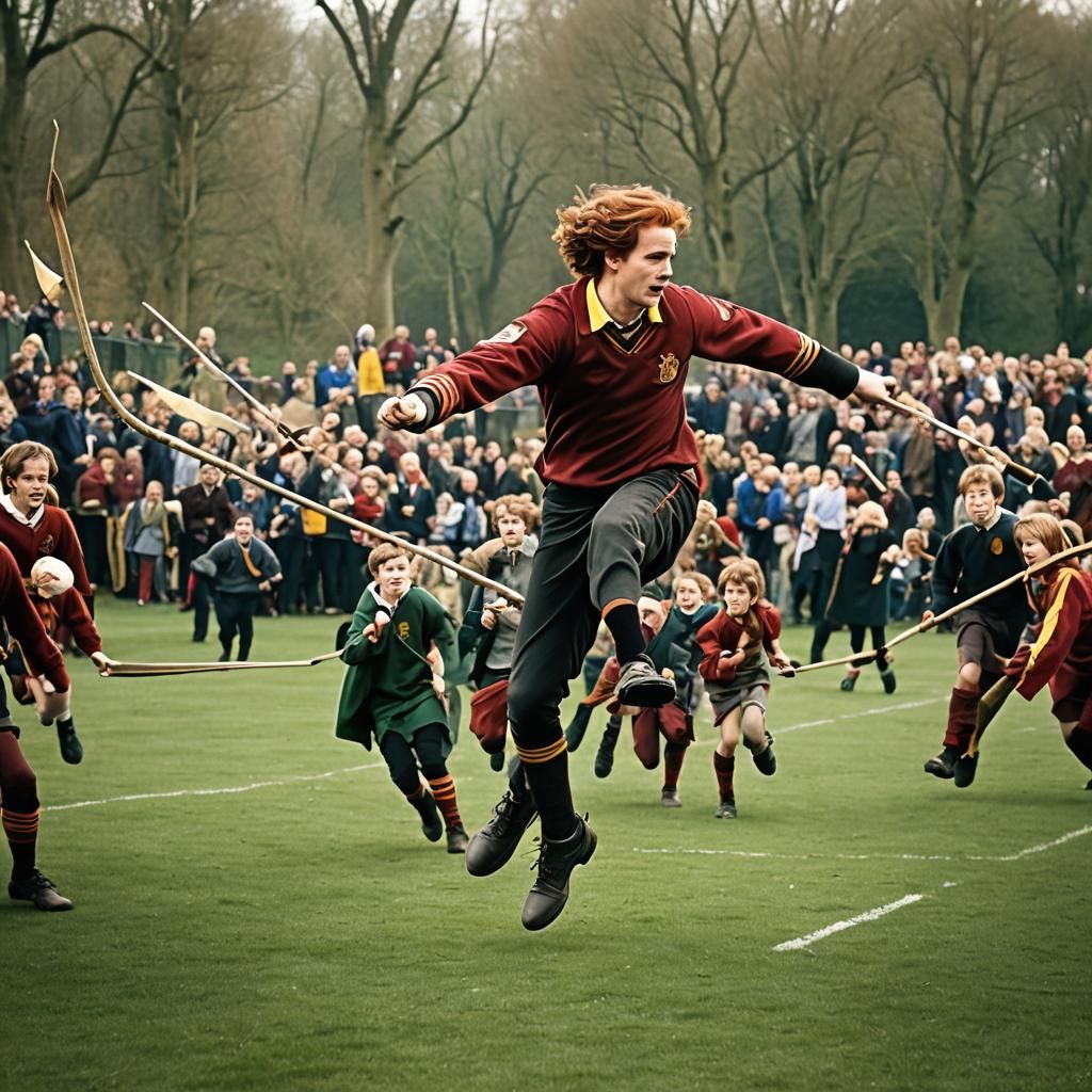 Intense Quidditch Game in Fantasy Concept Art
