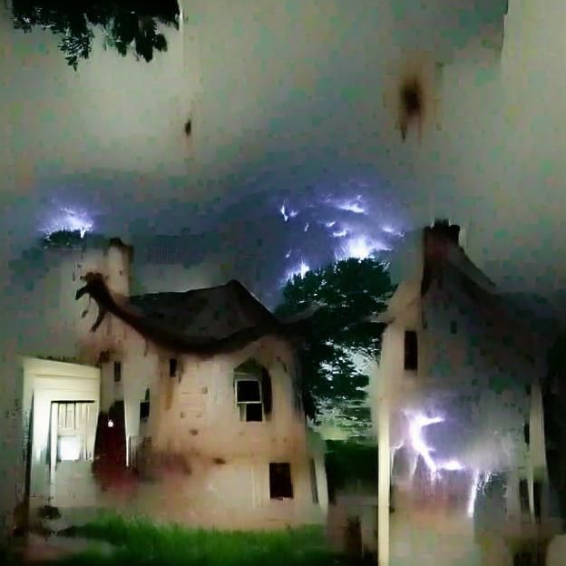 Creepy House in Lightning Storm