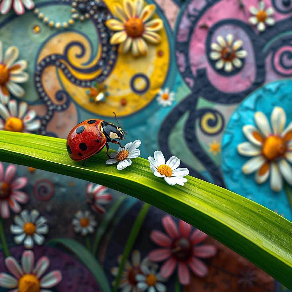 A Whimsical Ladybird in Wonderland, in Concept Art Style