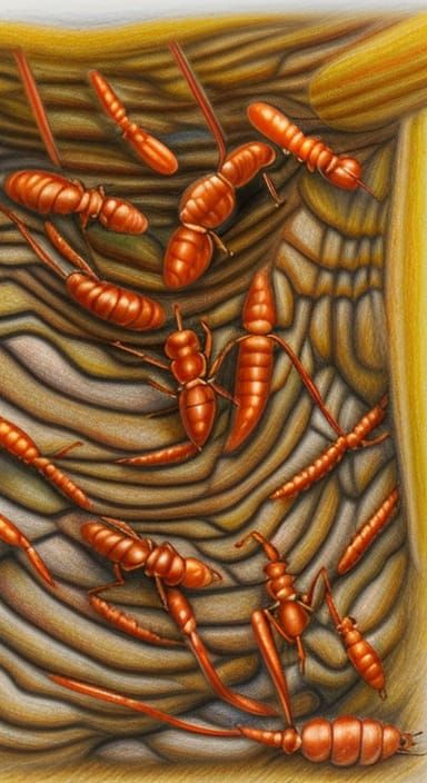 Termite Nest Interior in Colored Pencil Style