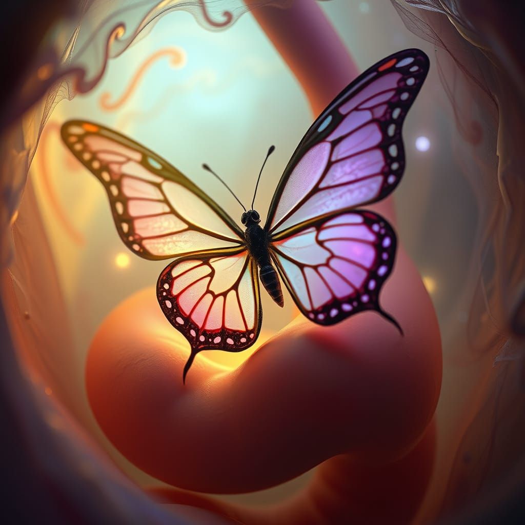 Butterfly in Stomach: Dreamlike Digital Art