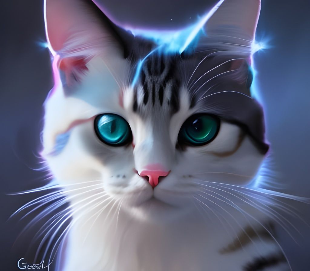 Magical Cat Portrait with Reflective Eyes