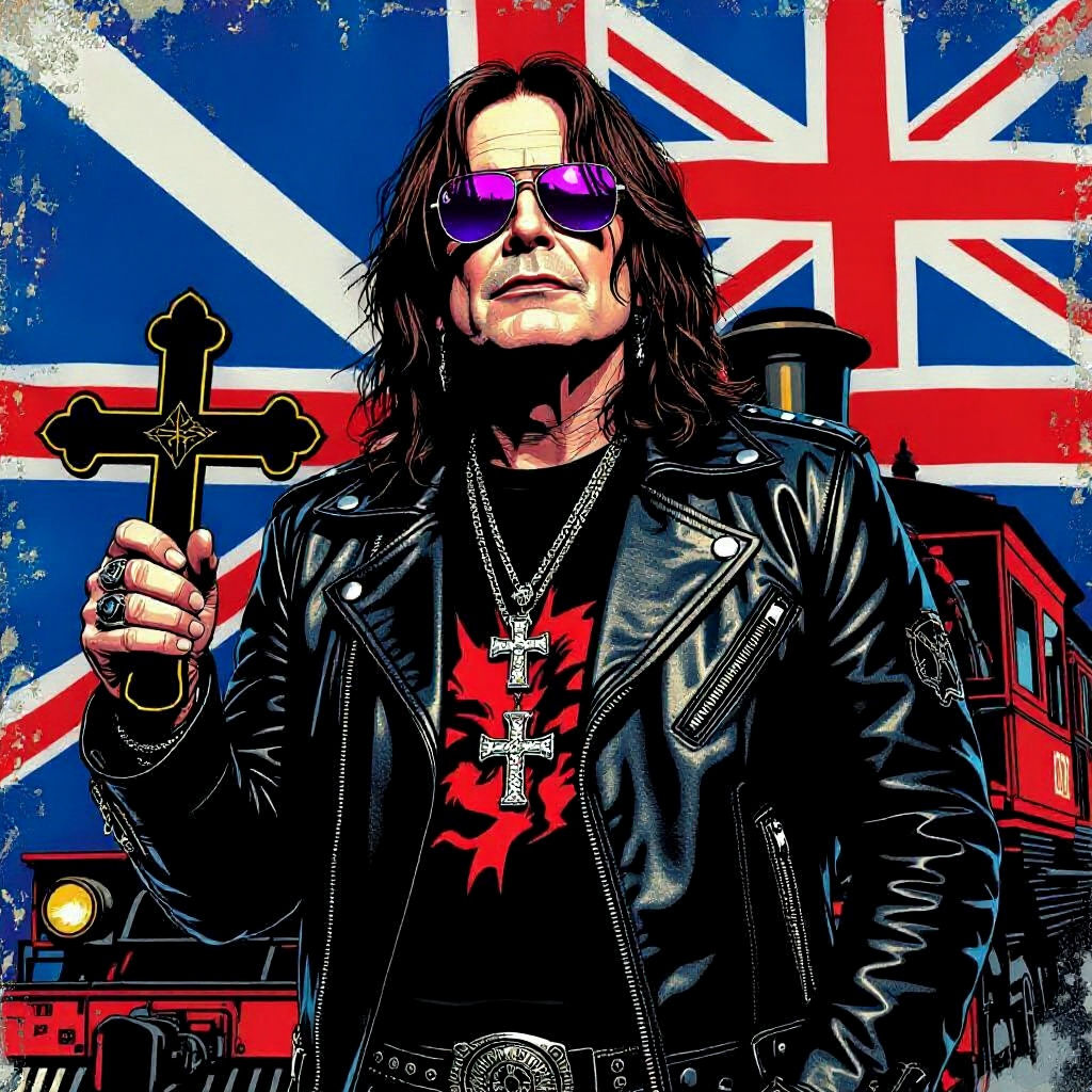 Ozzy Osbourne Portrait with Crazy Train