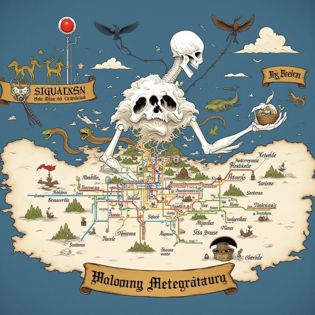 Cyber Skull and Metro Style Character Art