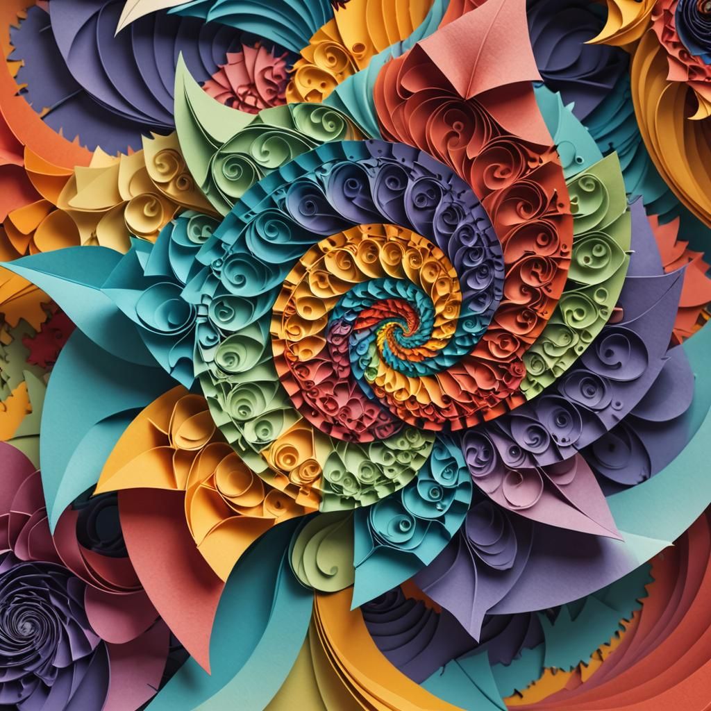 Vibrant Fibonacci Mandelbrot Fractal in Origami Style