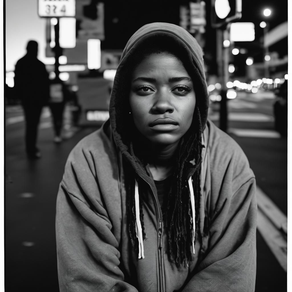 Homeless girl in America