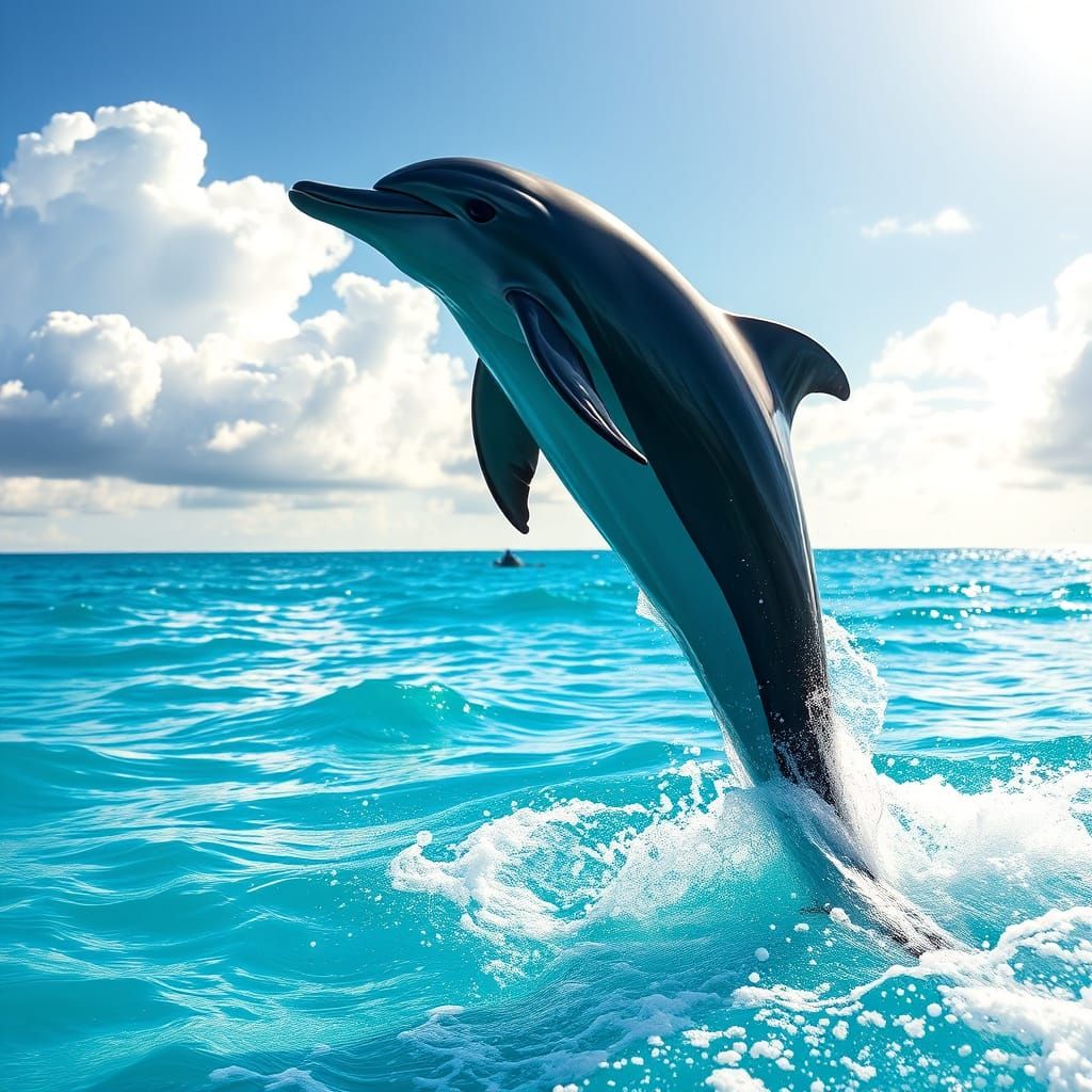 Majestic Dolphin in Mid-Air, Wildlife Photography Style