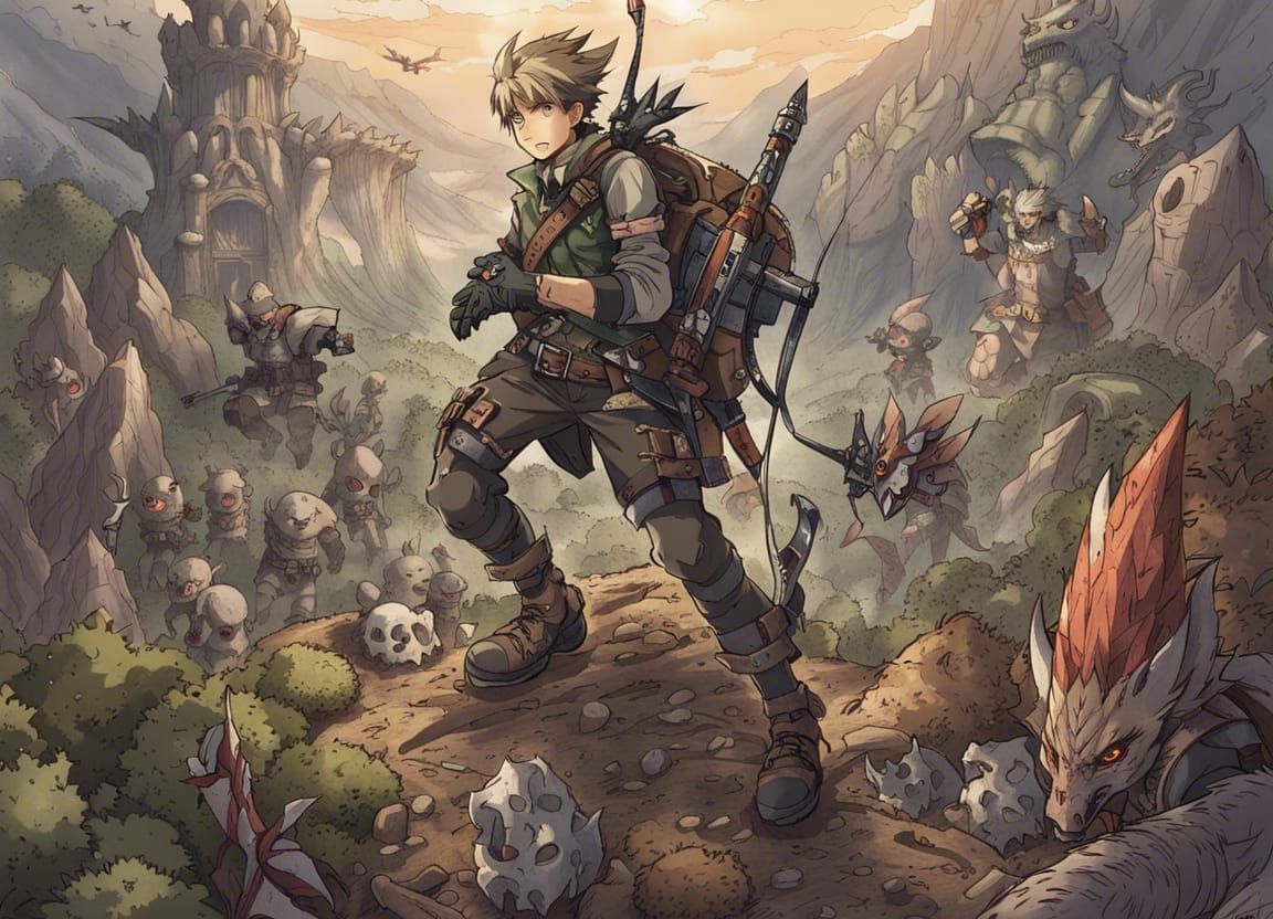 Anime Monster Hunter Victorious Over Beast