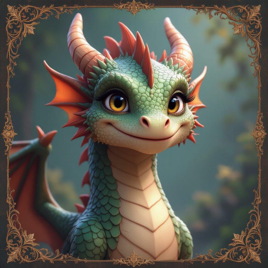 Friendly Dragon in Fairy-Tale Style Matte Painting