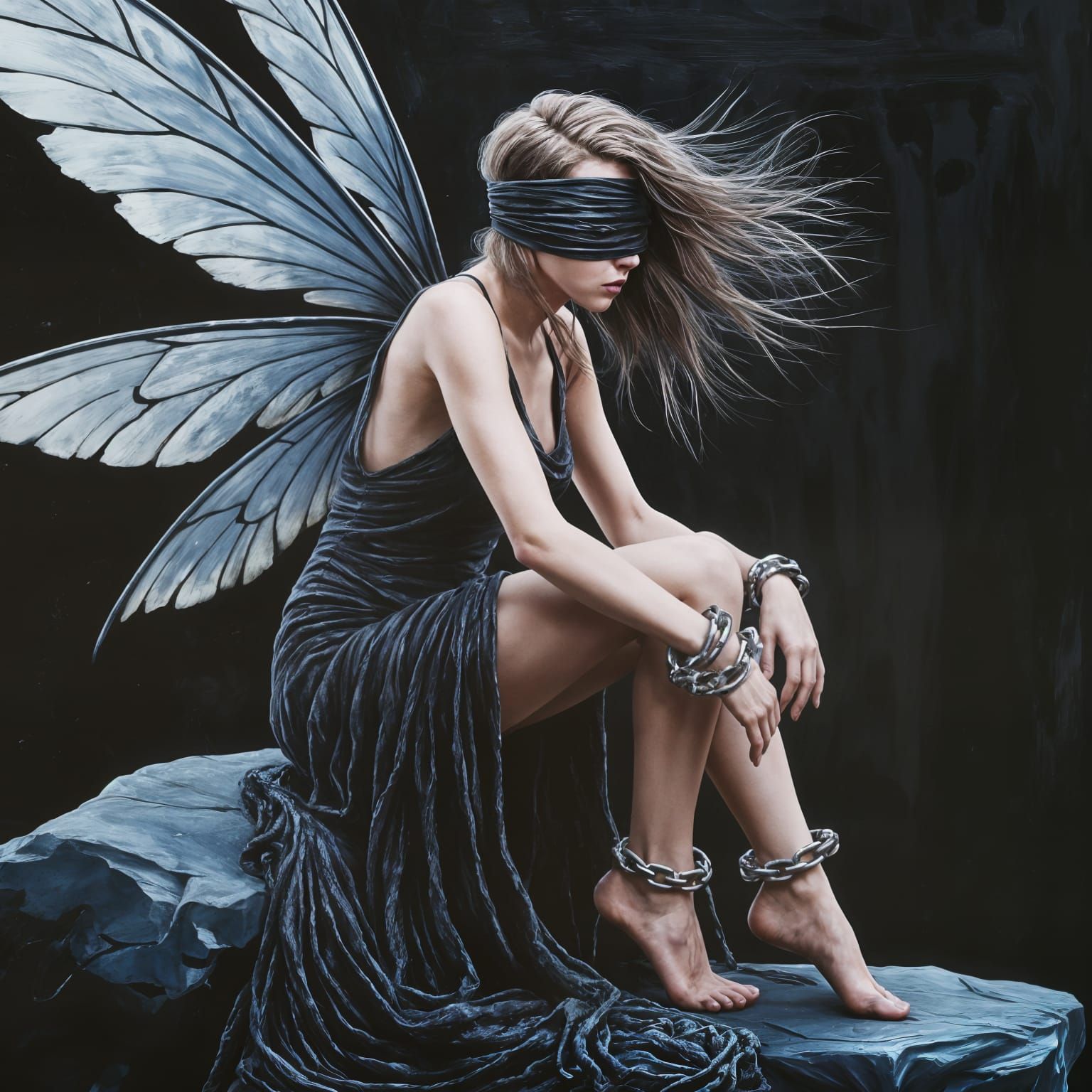 Mysterious Fairy Bound by Chains in Dark Fantasy Art