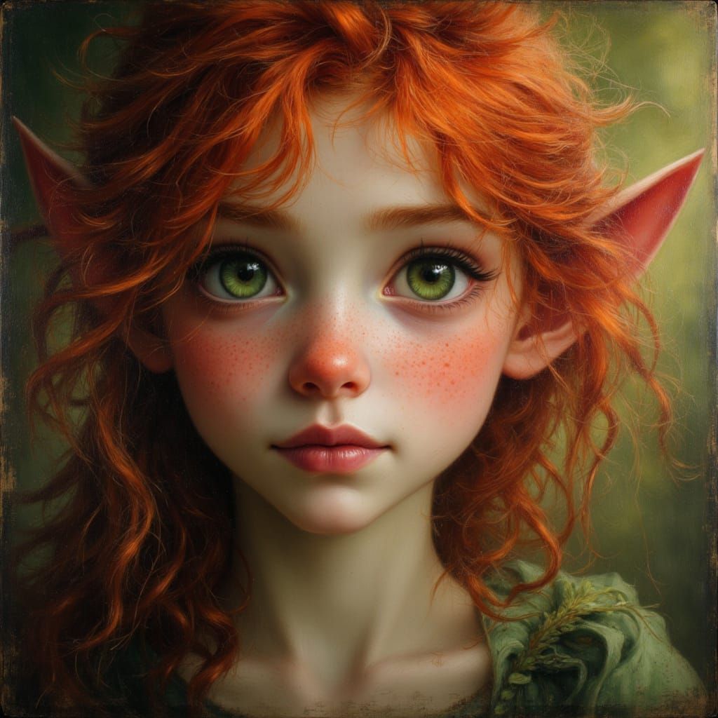 Ethereal Forest Fae Portrait in Brushed Oils Style