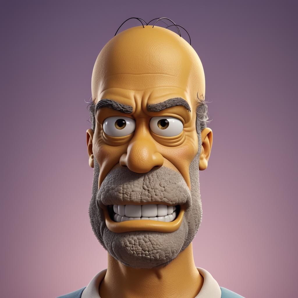 Homer Simpson Smirking: 3D Cartoon Portrait