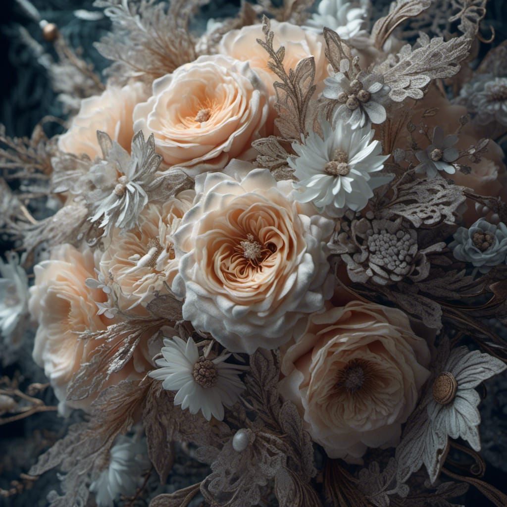 Hyperrealistic Lace Bouquet in High Definition