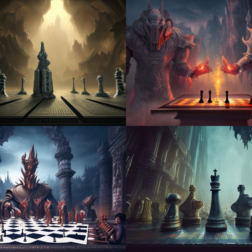 Magnificent Humanoid Chess Figures in Detailed Matte Paintin...