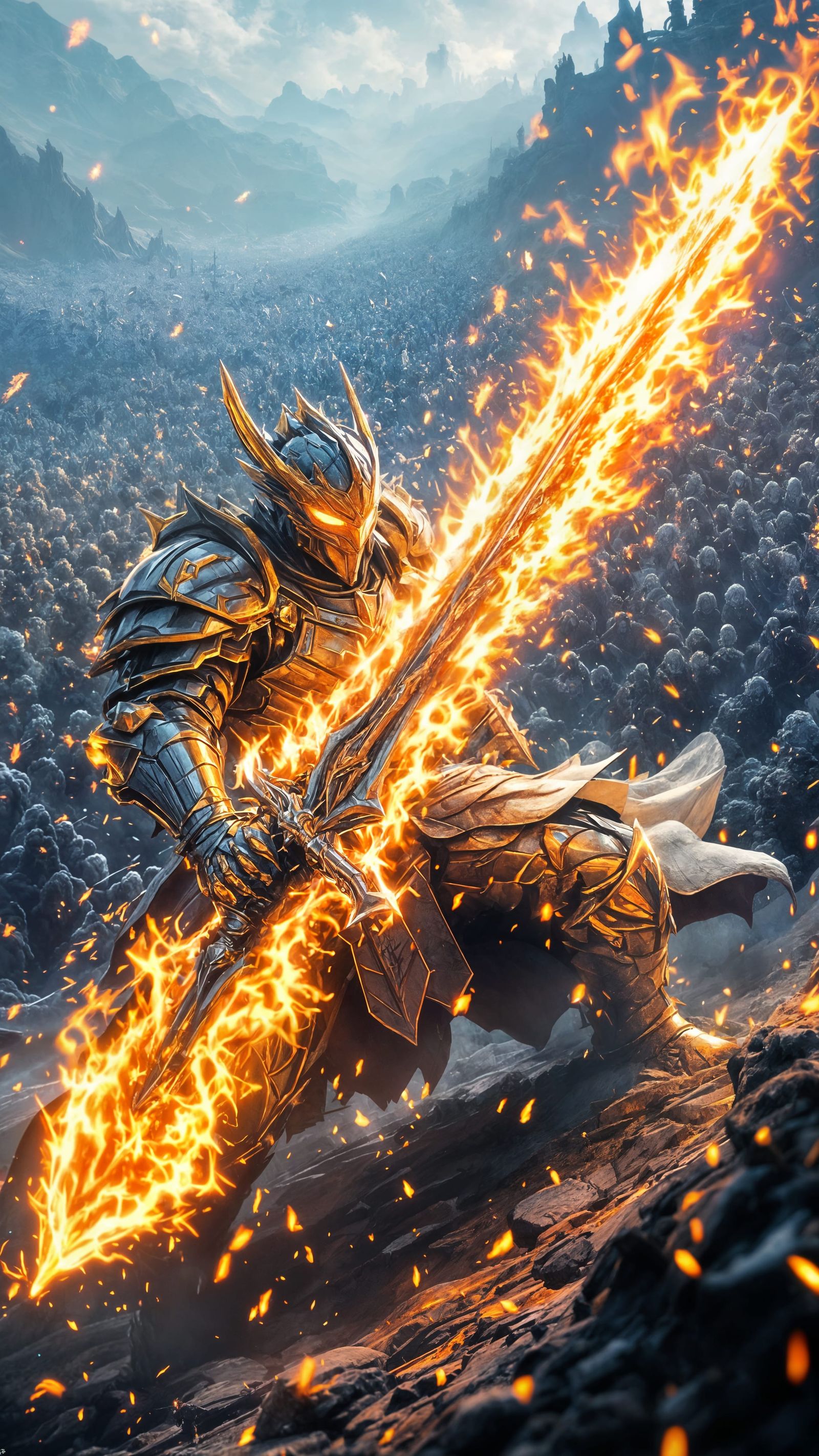 Metallic Dragon Knight in Anime Style Battlefield