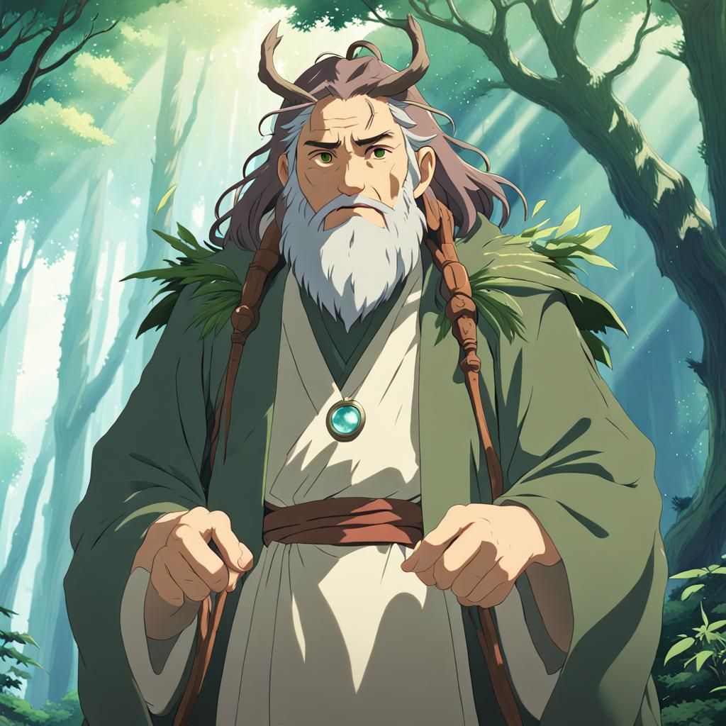 Male Druid in Anime Key Visual Style