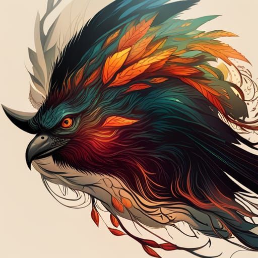 Luminous Raven with Golden Outlines: Digital Art