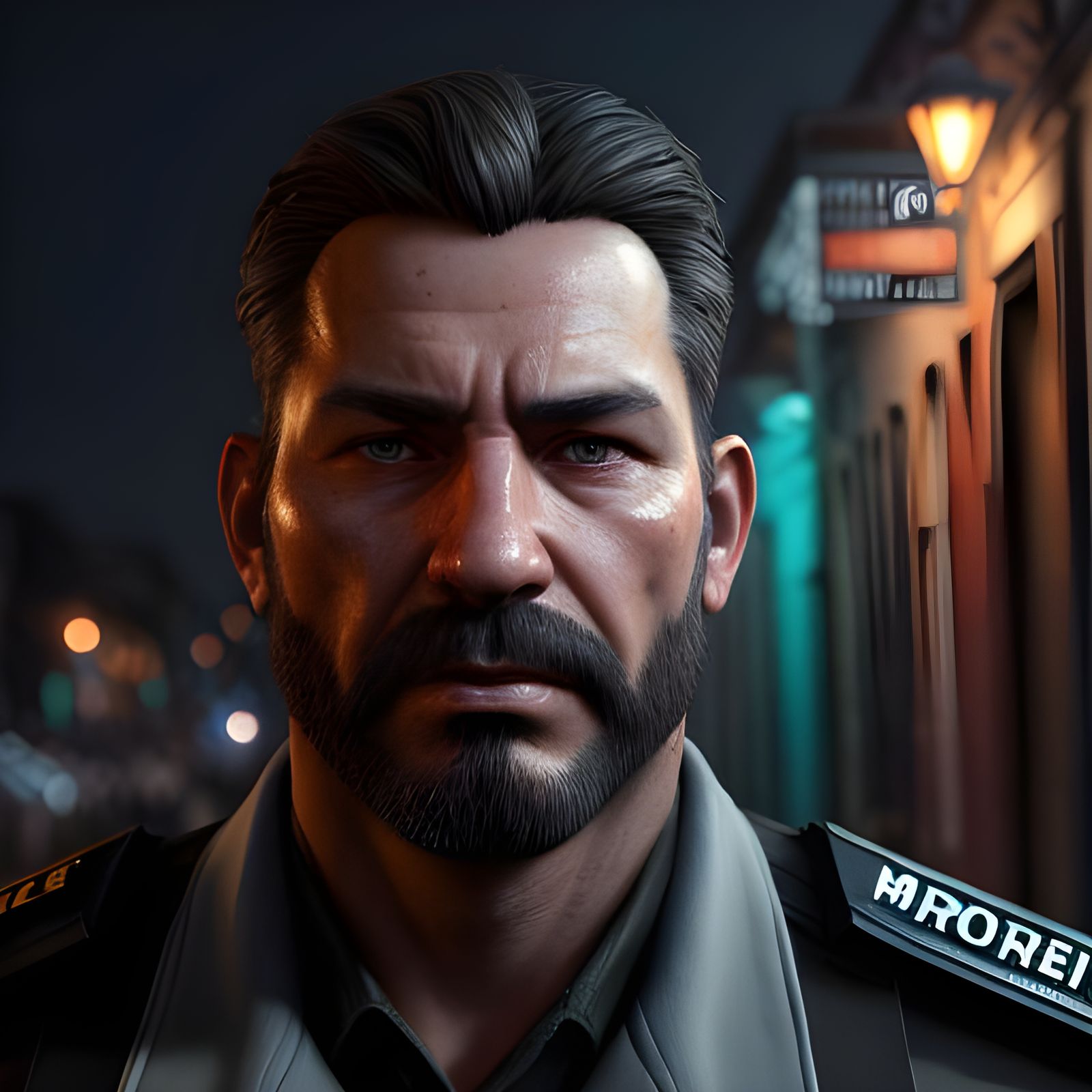 New Orleans Cop Portrait in Hyperdetailed Digital Art