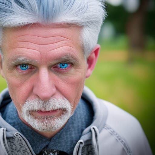 Hyperrealistic Portrait of a Gray-Haired Man