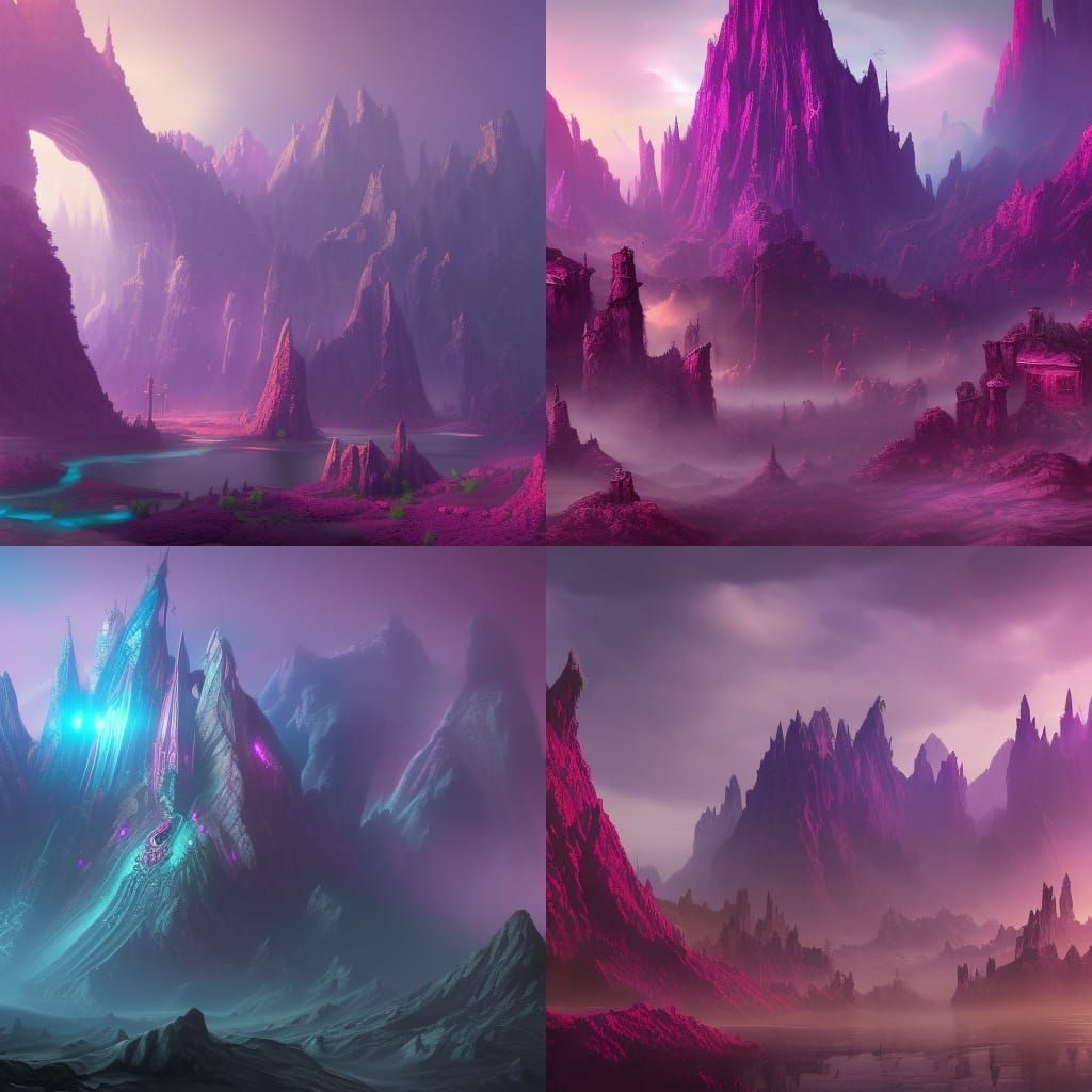 Fantastical Purple Television in Detailed Matte Painting