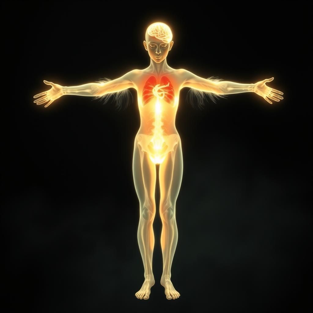 Radiant Being of Light in Ethereal Darkness