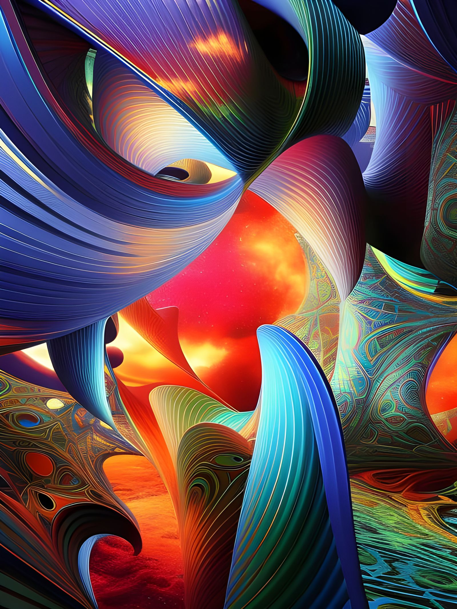 Intricate Geometric Abstract in Polychromatic 8k Resolution