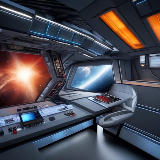 Photorealistic Spaceship Bridge in High Detail