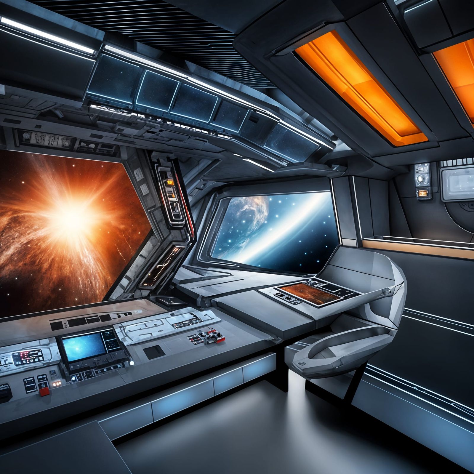 Photorealistic Spaceship Bridge in High Detail