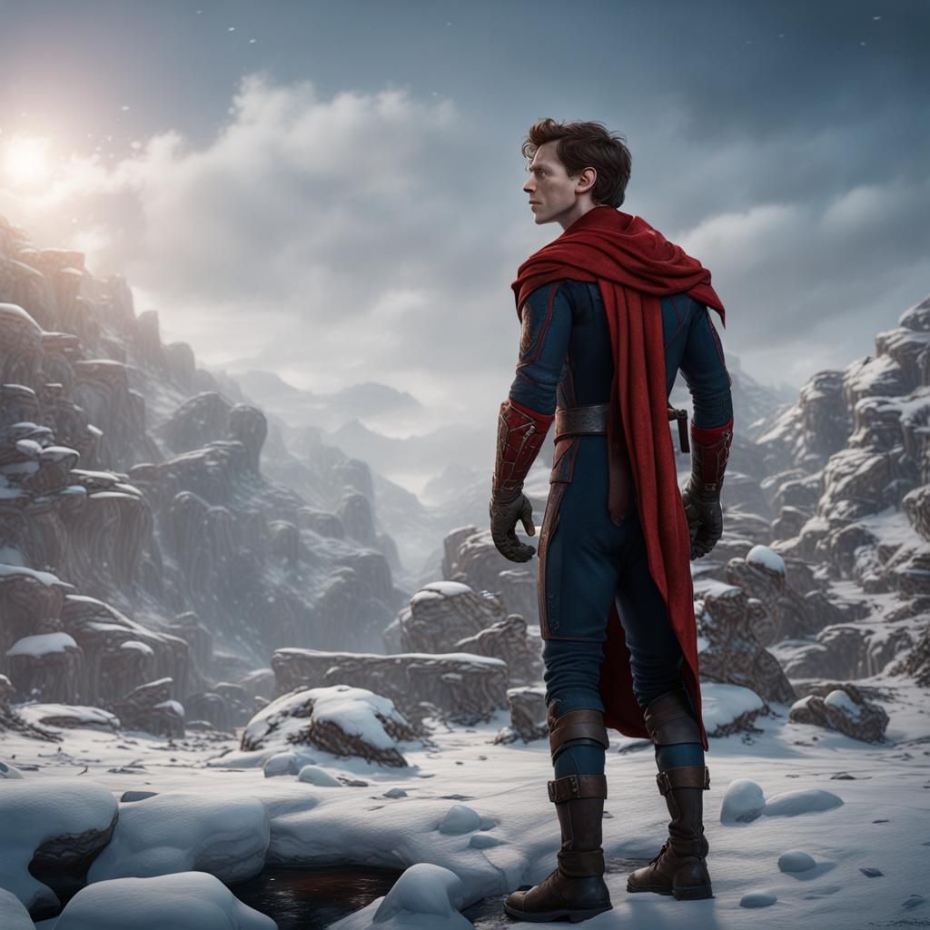 Tom Holland in Snow: Detailed Matte Painting