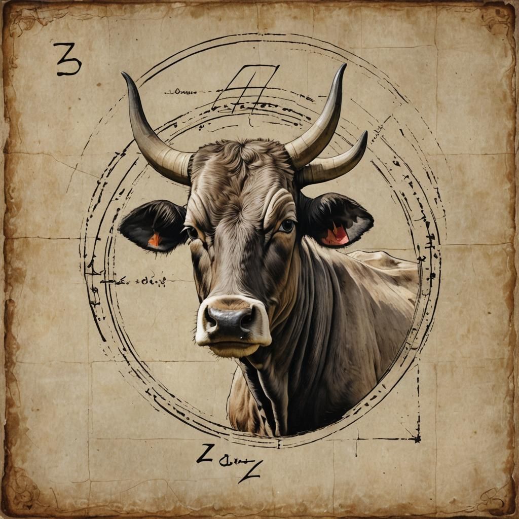 Zebu with Letter Z in Da Vinci Style