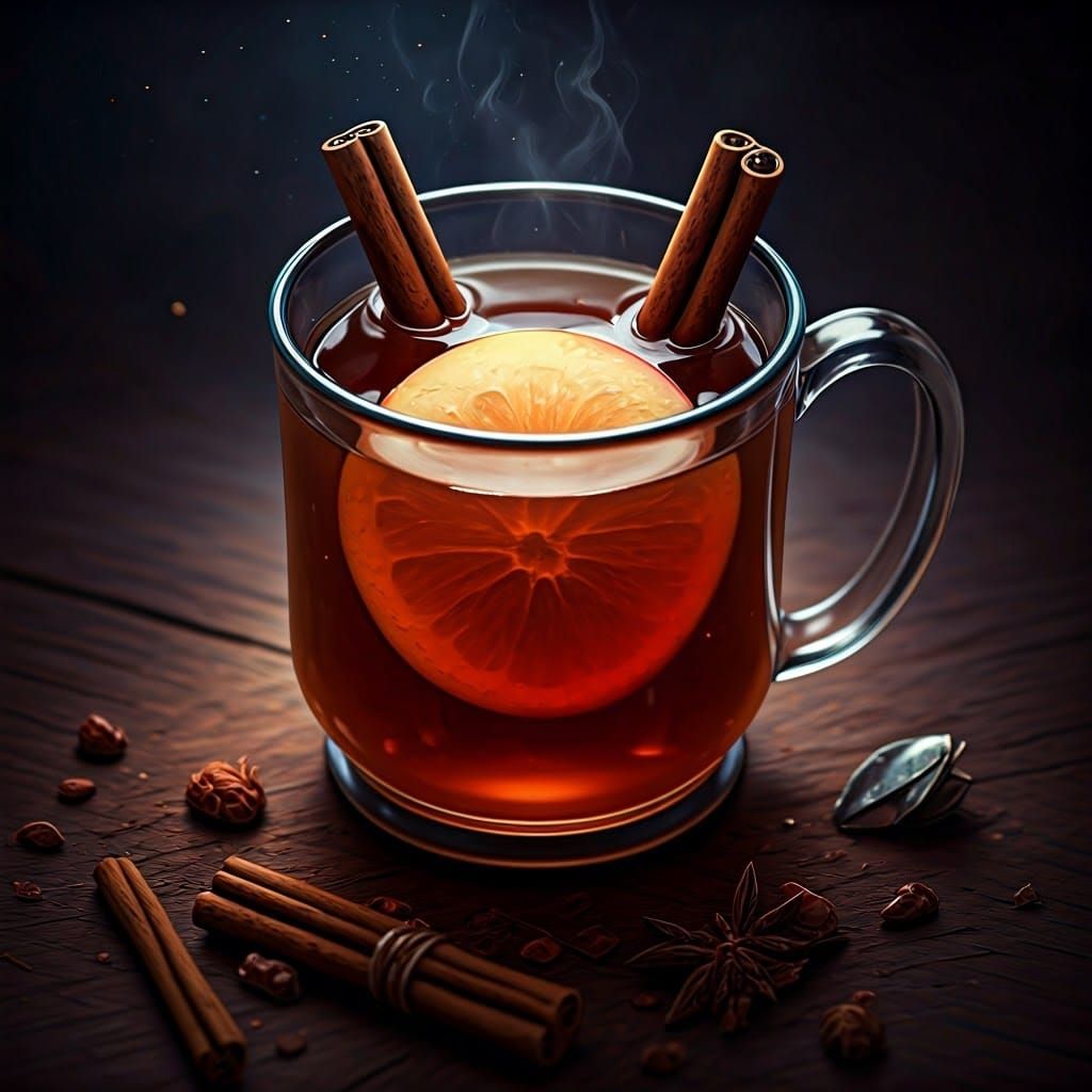 Hot Apple Cider with Cinnamon Sticks: Matte Painting