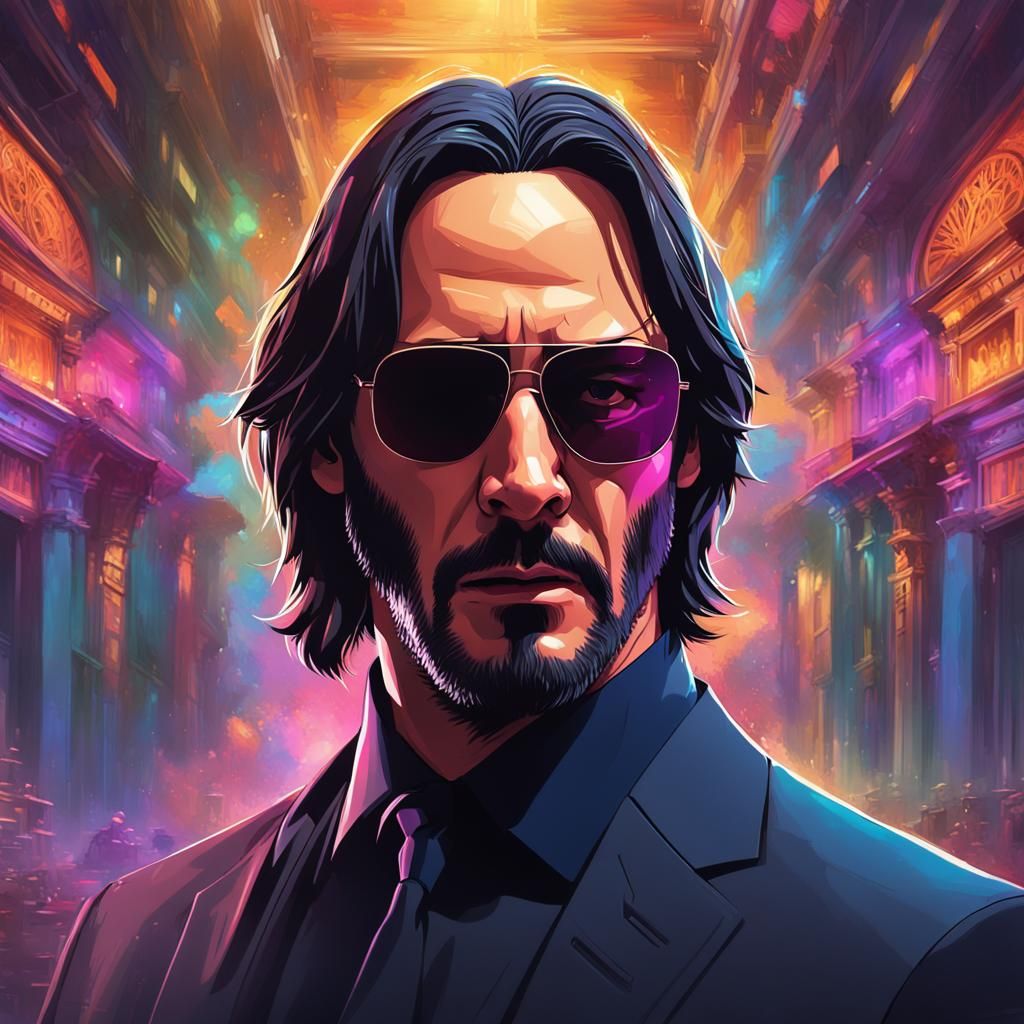 John Wick Portrait with Epic Lighting, 8k Resolution