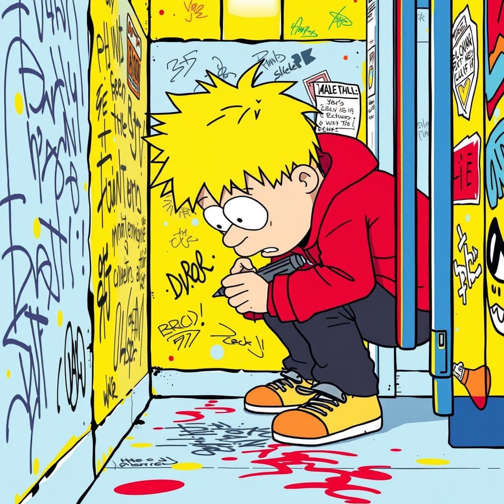Cartman's Graphic Doodling on a Bathroom Stall