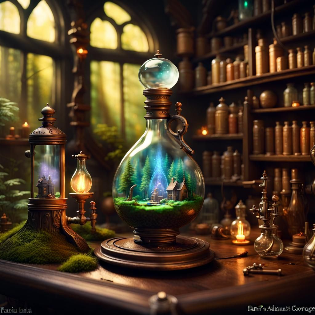 Fairy Forest in Alchemist Flask, Faberge Diorama