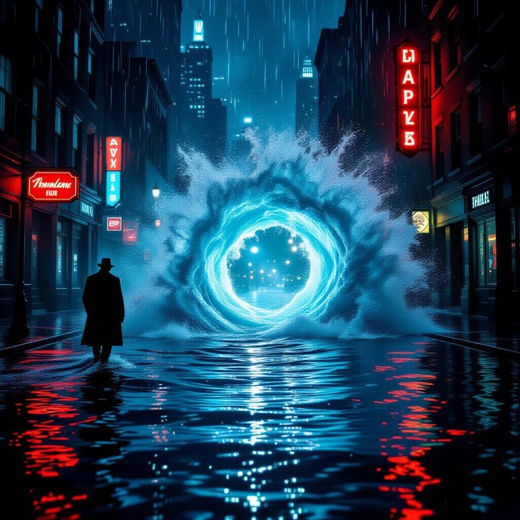 Noir City Vortex: A Cinematic Water Portal