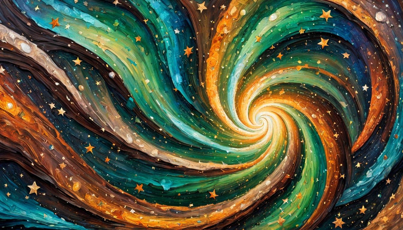 Iridescent Stars Form Vast Tunnel in Impasto Painting