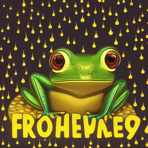 Frogs in Yellow Hats: Pen and Ink Illustration