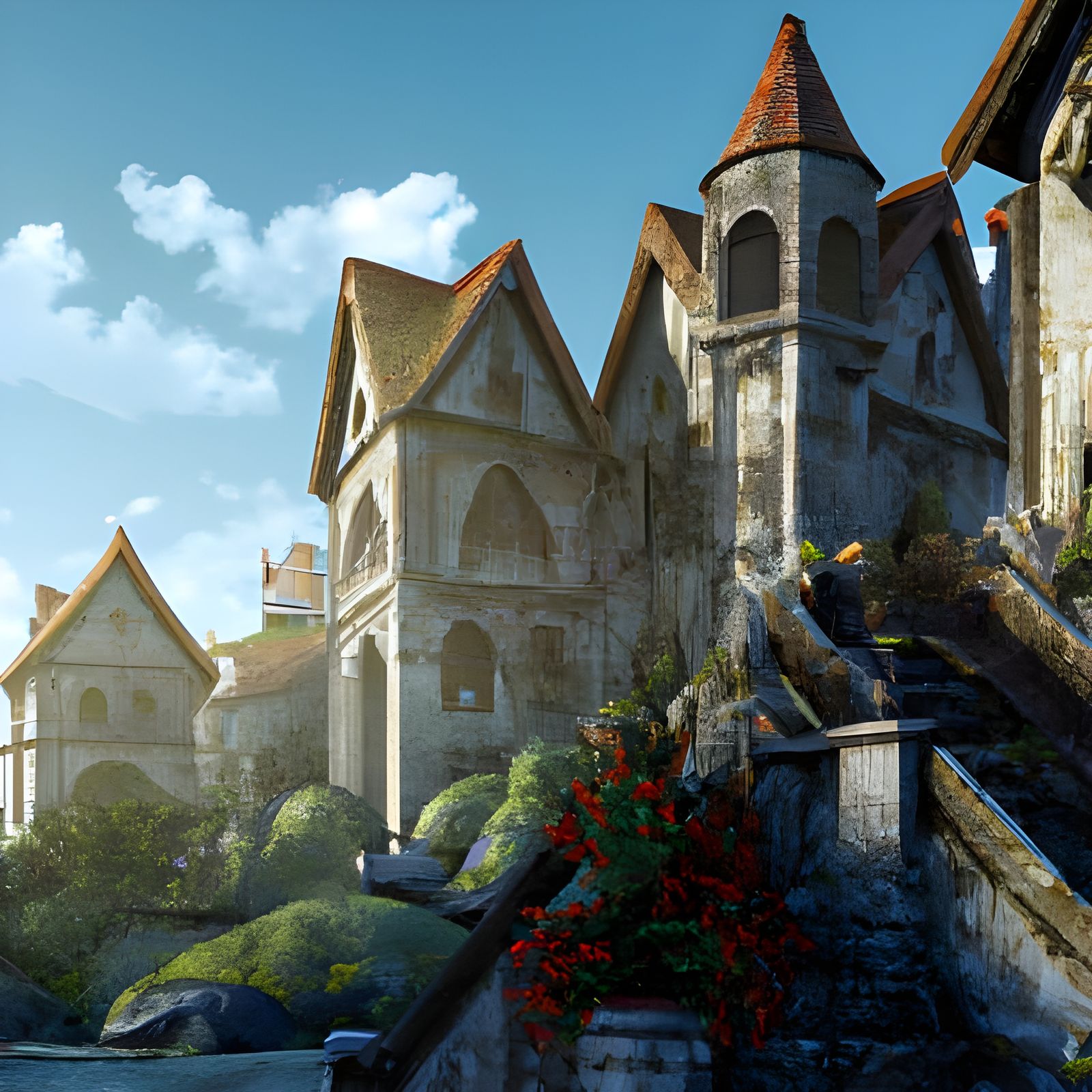 Epic Medieval Castle with Green Garden in 8K