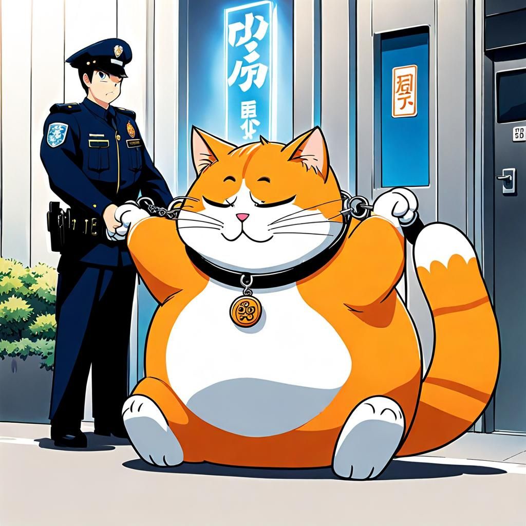 Orange Cat Arrested: Anime Style Key Visual