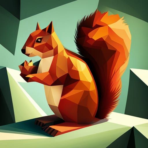 Cubist Squirrel in Geometric Fauvism Style
