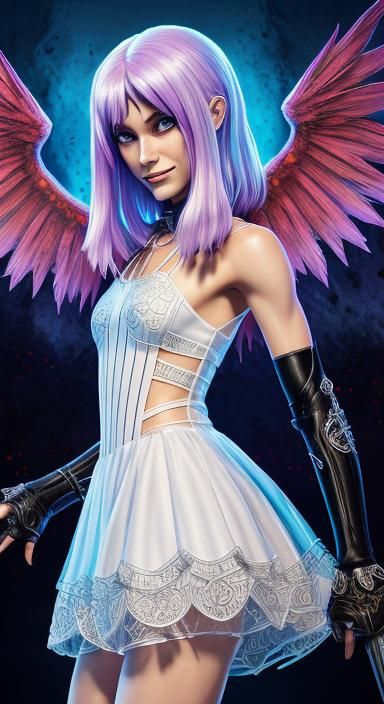 Evil Petite Girl in Fantasy Landscape: Hyperrealistic Art