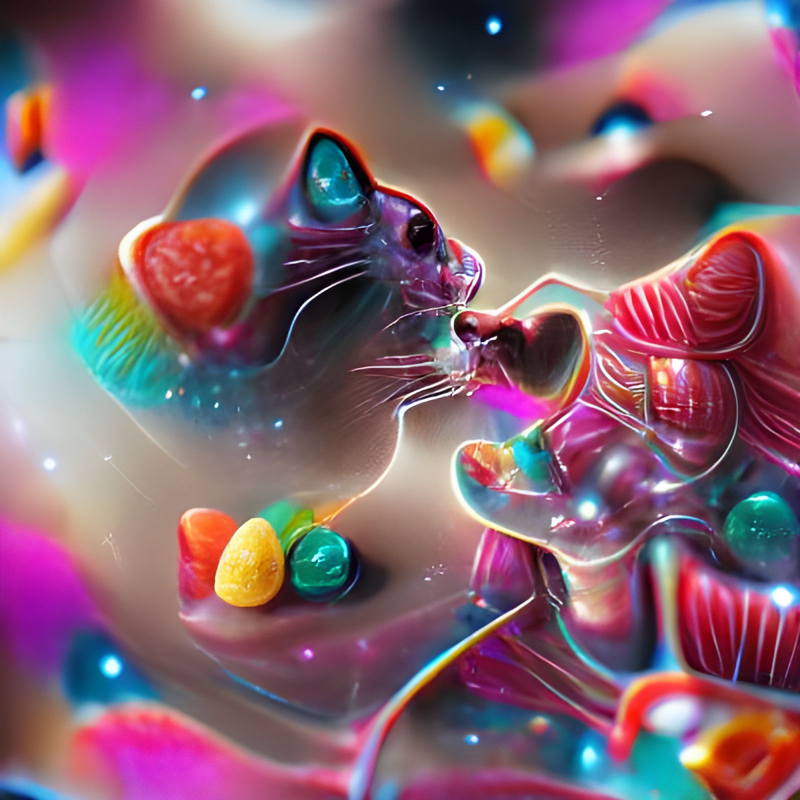 Candy Cat in Cosmic Visionary Art Style