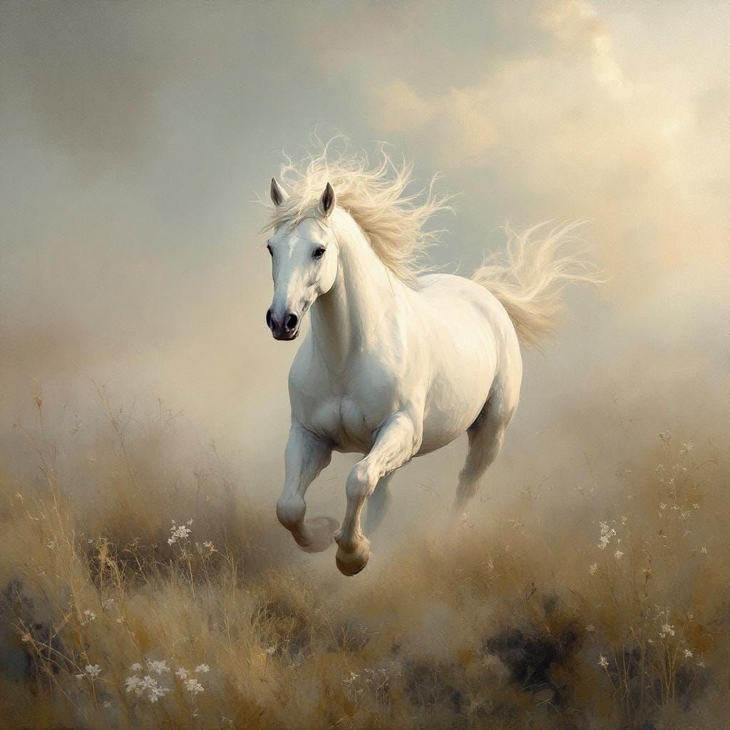 White Horse Running: Sfumato and Visceral Brushwork