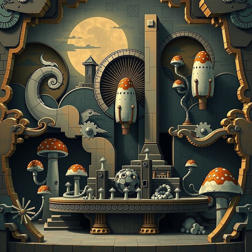 Mushroom Duo in Retro Arcade Game Box